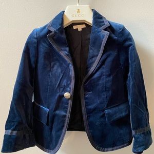 GUCCI toddler navy blue velvet jacket, size 24 months.